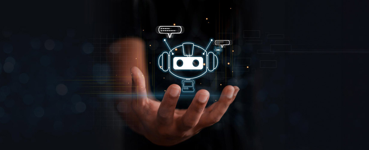 AI chat bot and virtual assistance helping customer
